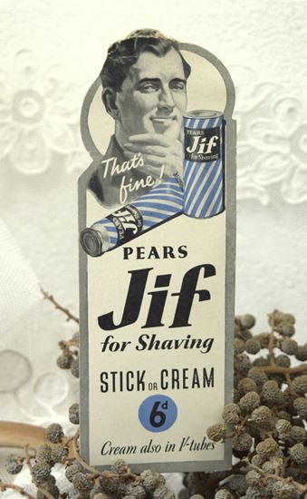 vintage jif scheerschuim reclame kaartje