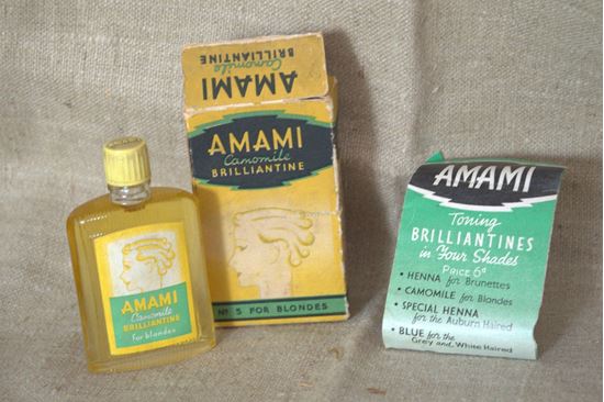 vintage verpakking met flesje amami brilliantine